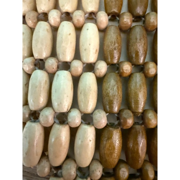 Wooden Beaded Handbag Made In India Lined 9x12 Boho Neutral Colorblock A New Day - Picture 3 of 9